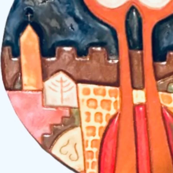 1987 Jerusalem 3-religions ceramic wall hanging